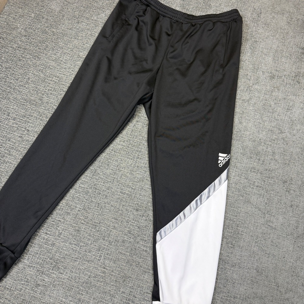 Adidas Track Pants Mens XL Black White Colorblock Zip Pockets Soccer Training